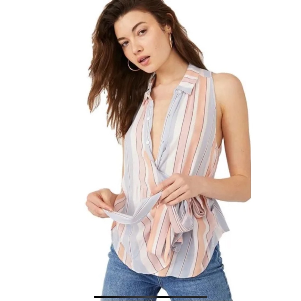 Free People Mackenzie Wrap Button Up Side Tie Top New W/tag XS or Med